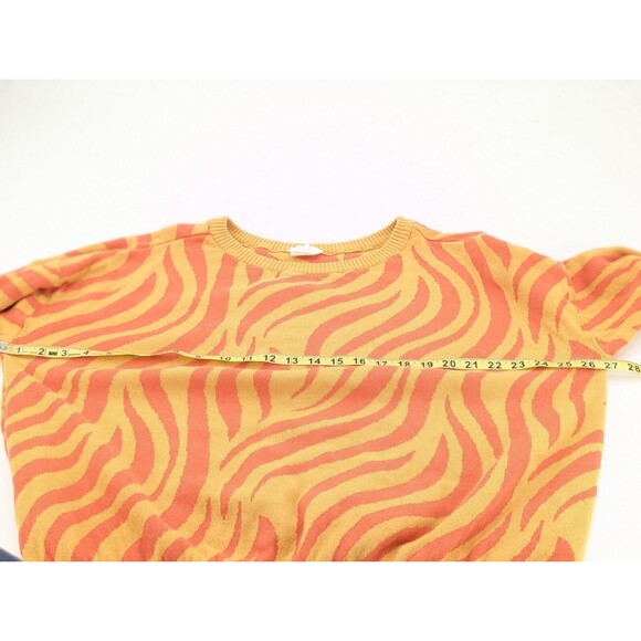 Seed to Style 100% Organic Cotton Orange Zebra Print Round Neck Sweater Size L - Picture 5 of 7